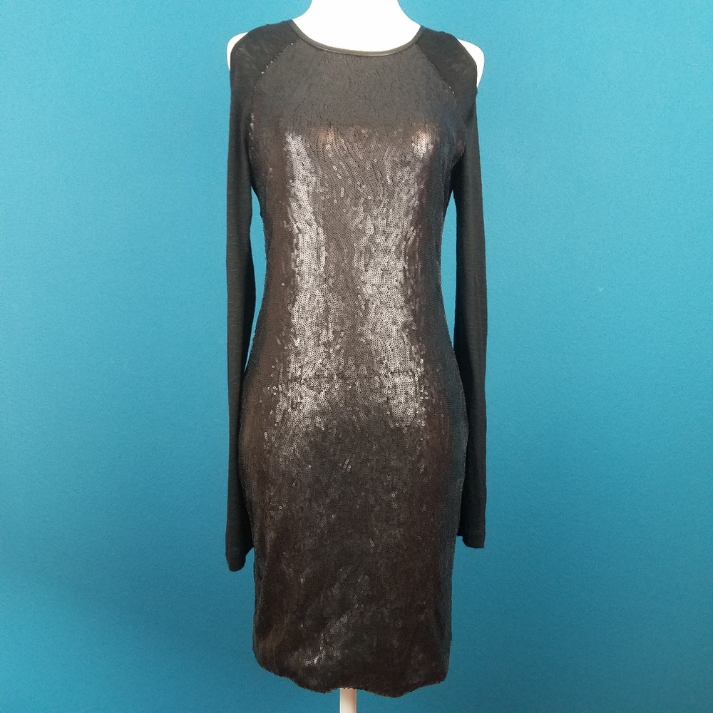 🆕️ NEW! CUT25 by YIGAL AZROUEL Sequin & Leather Dress (GENUINE LEATHER) /(NWOT)